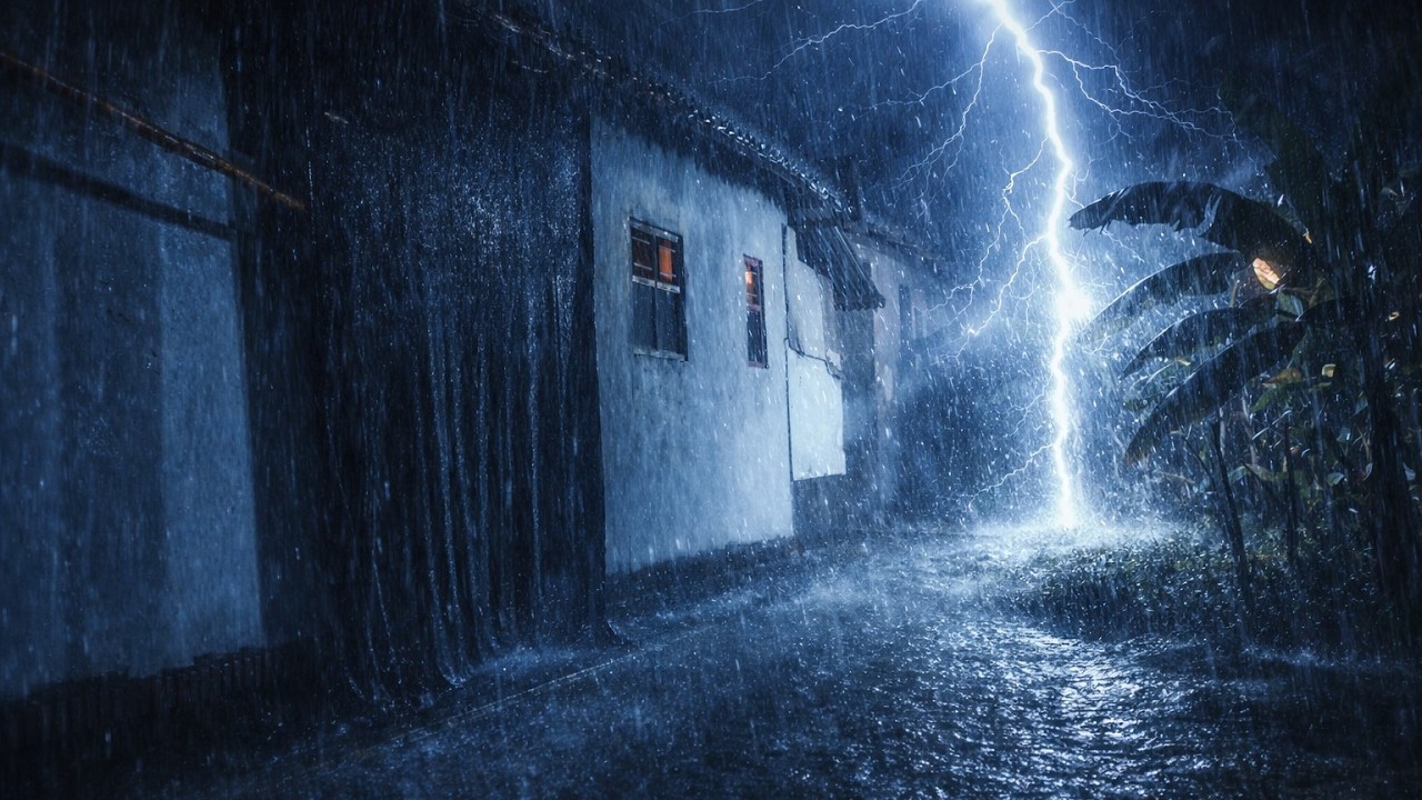 Powerful Night Thunderstorm with Heavy Rain | Deep Sleep & Insomnia Relief