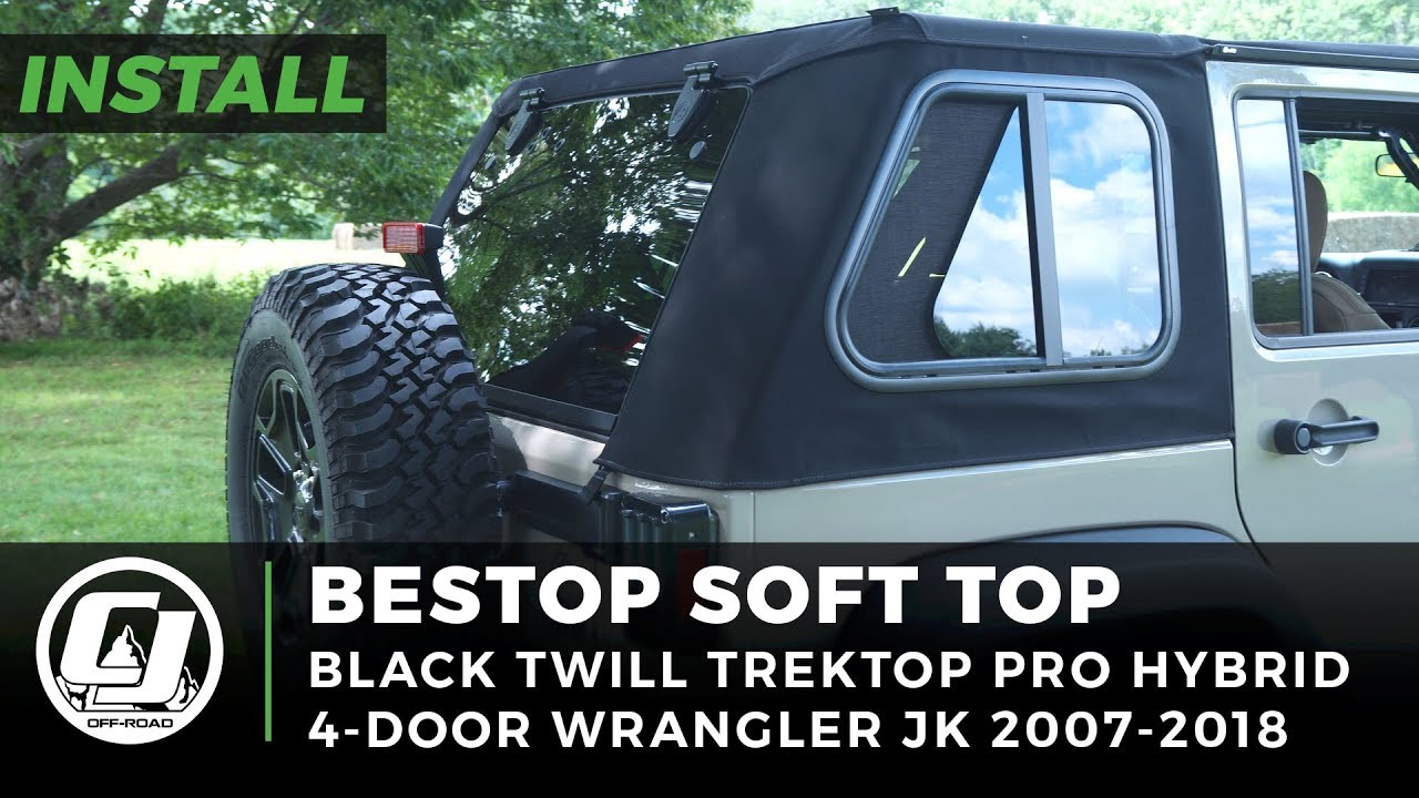Установка Jeep JK Wrangler: мягкий верх Bestop Black Twill Trektop Pro Hybrid