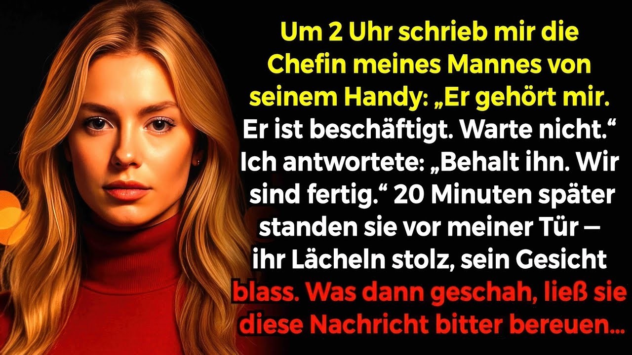 Um 2 Uhr sagte die Chefin meines Mannes: „Er gehört mir“ – meine ruhige Rache beendete ihr Erbe.