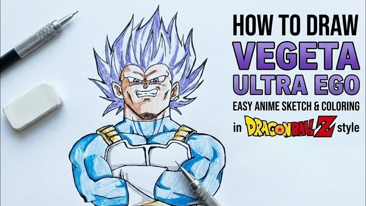 How To Draw Vegeta Ultra Ego in DragonBallZ style | Easy Anime Drawings | Step by Step drawing