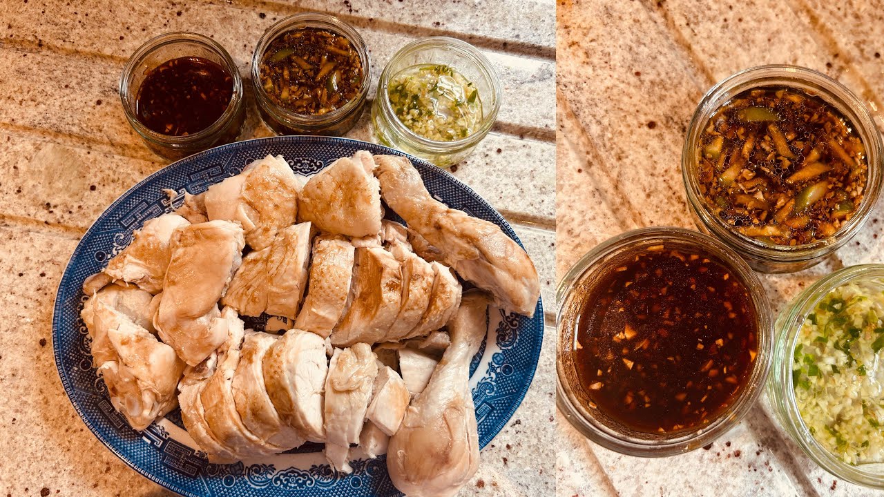Hainanese chicken rice with 3kind of sauce