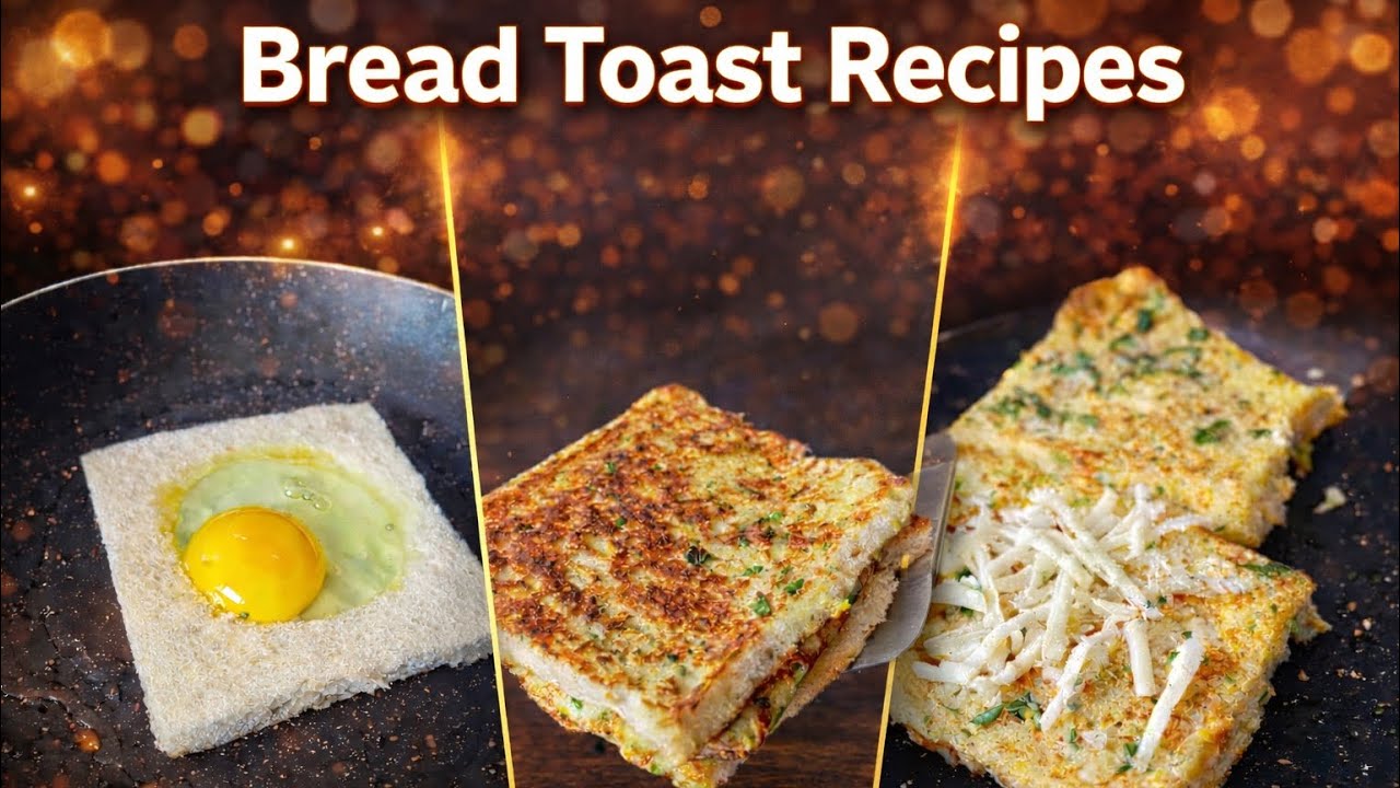  How to make Bread sandwich at home ,breakfast with bread and eggسه نوع صبحانه  با نان توست و تخم 