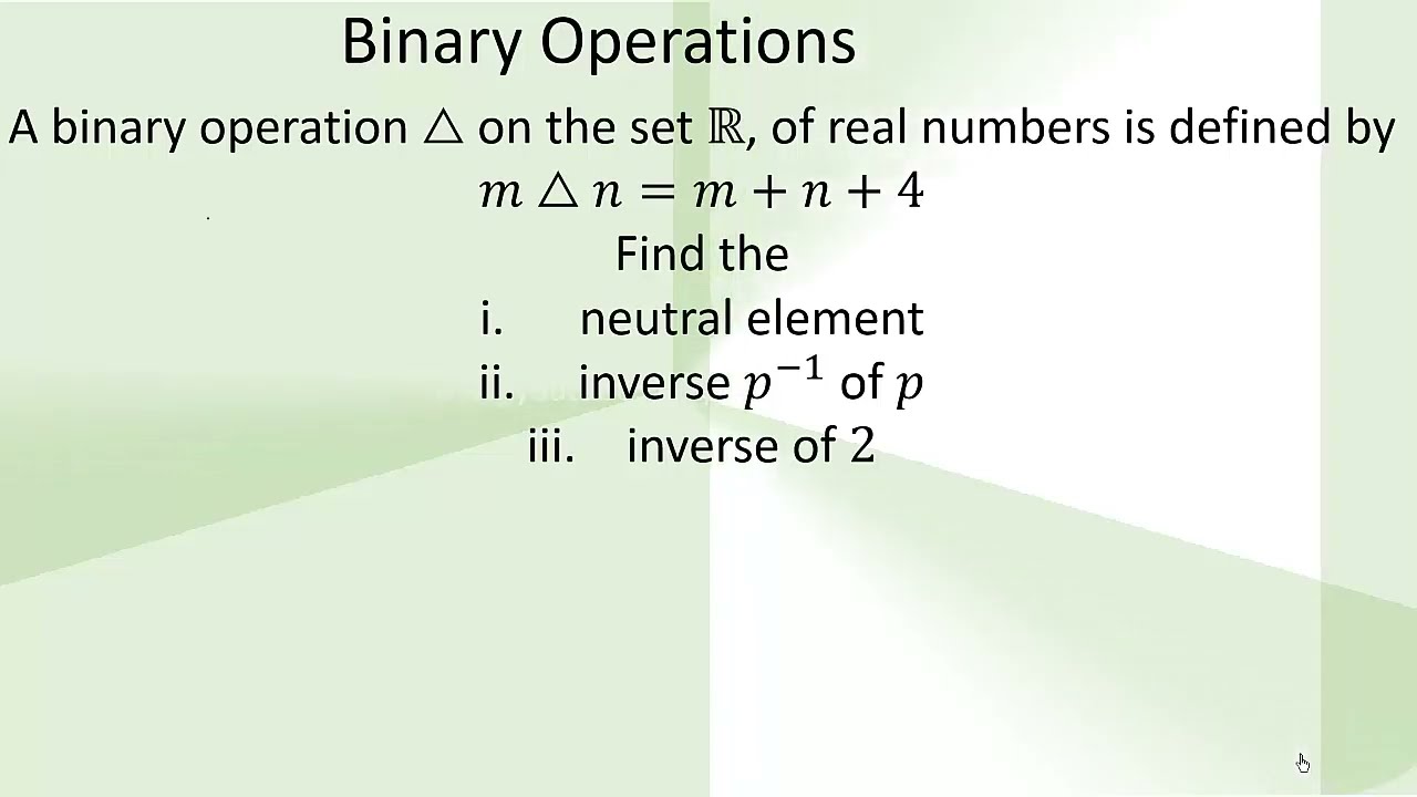 Find the neutral element of the binary operation and the inverse of 2