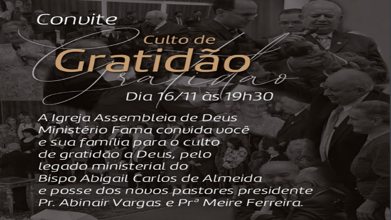 Ministério Fama - Sede - Culto De Gratidão - Posse: Pr. Abinair Vargas e Pra. Meira Ferreira.