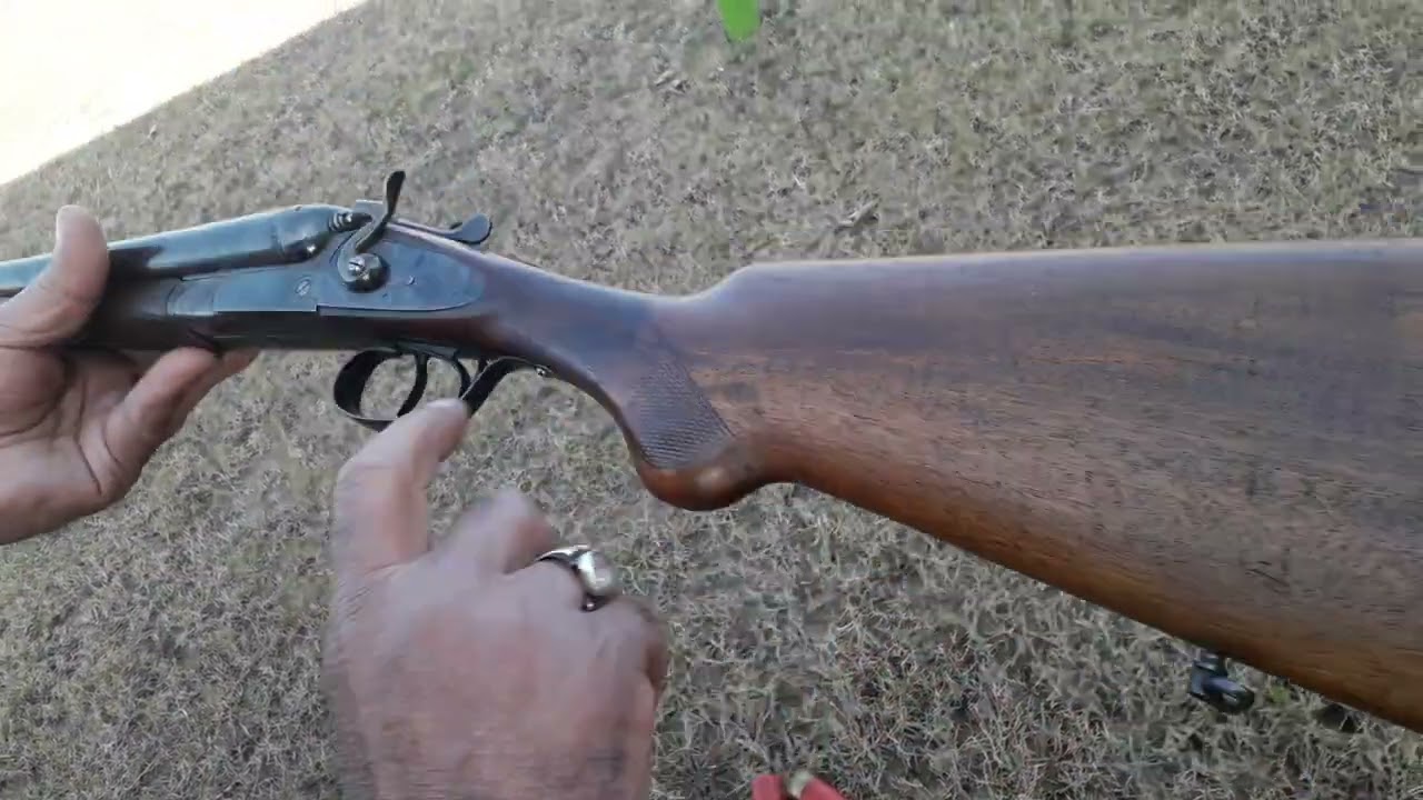 old Italian hammer shotgun test fire