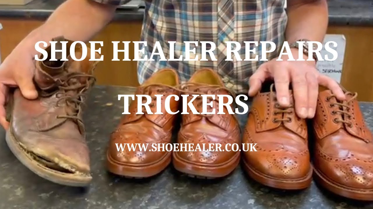 Старые туфли и ботинки Trickers для ремонта и оценки в The Shoe Healer