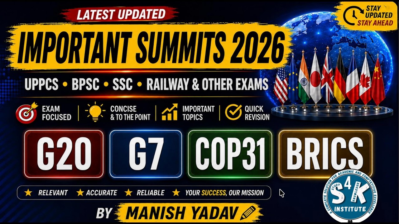 Most Important Summits 2026 | G20, G7, BRICS, COP31, ASEAN, SCO & More | Current Affairs 2026
