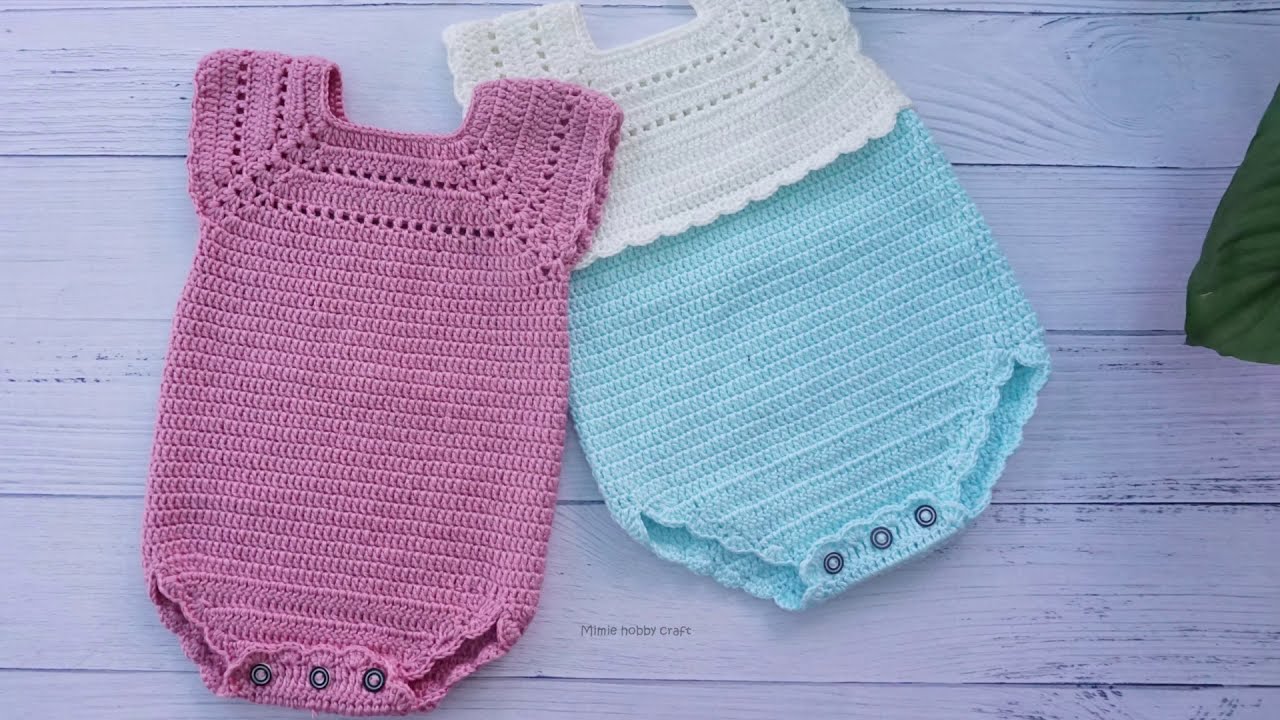 ถักโครเชต์ชุดหมีเด็กอ่อน เด็กแรกเกิด Crochet baby romper Ep.1 with eng subtitles l AnyMimie