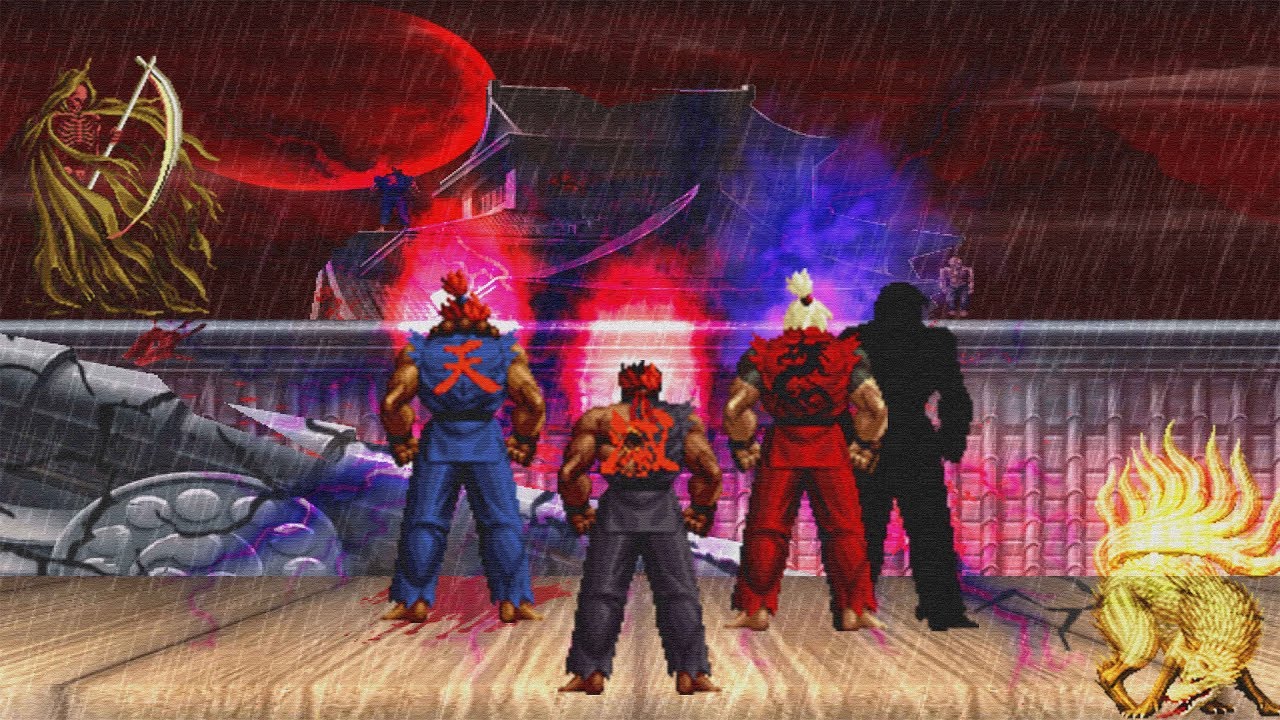 Evil Ryu and Akuma VS. Dragon Ken + Bonus Fight