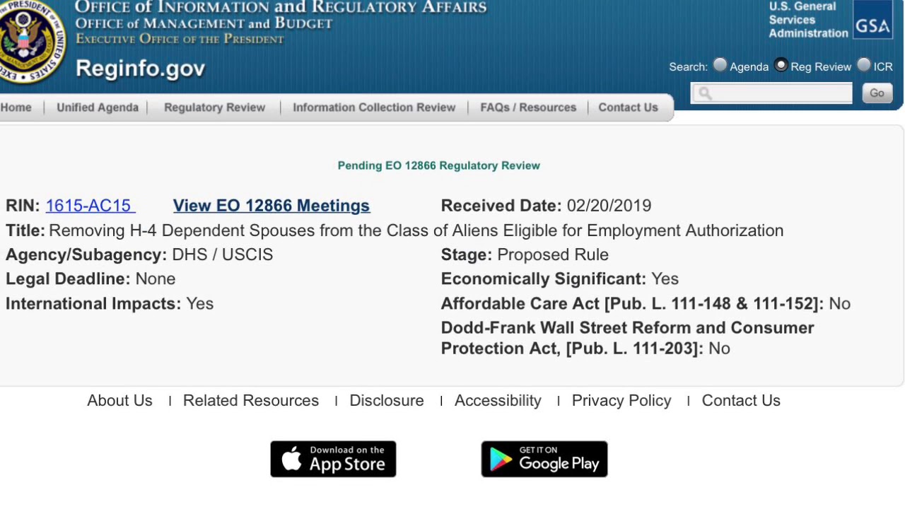 H4 ead Updates - Government moving forward in removing H4 EAD