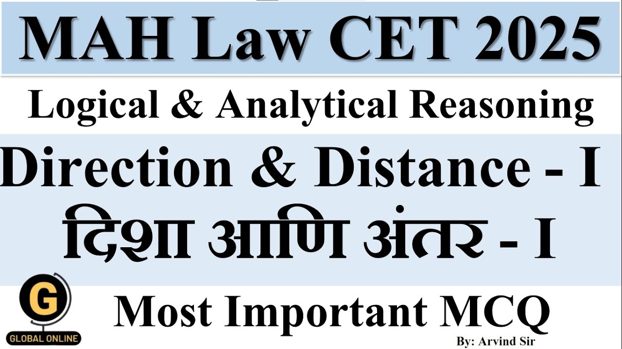 MAH Law CET 2025 Important MCQ I Logical And Analytical Reasoning | Direction & Distance
