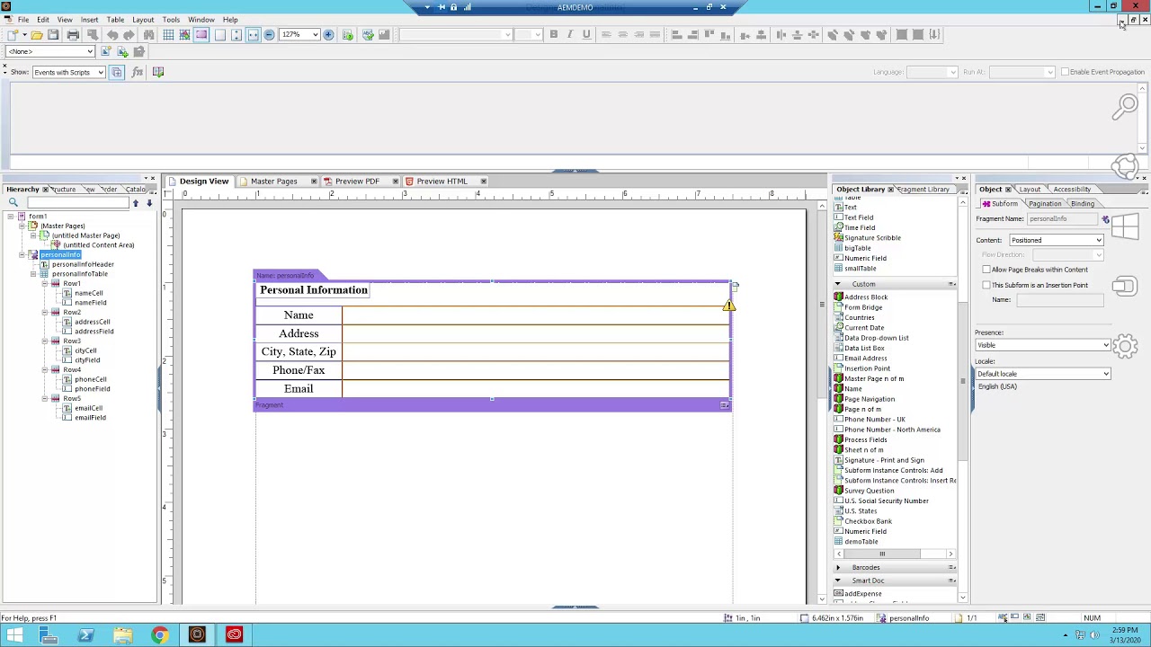 AEM Designer Tutorial 9: Form Fragments