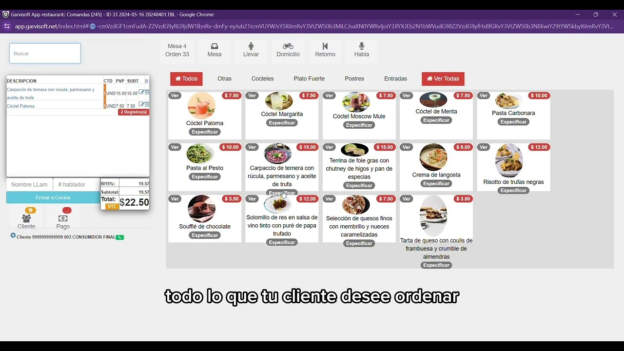 Sistema para restaurantes 2024 - Toma de pedidos, comandas a la cocina y pantalla cocina
