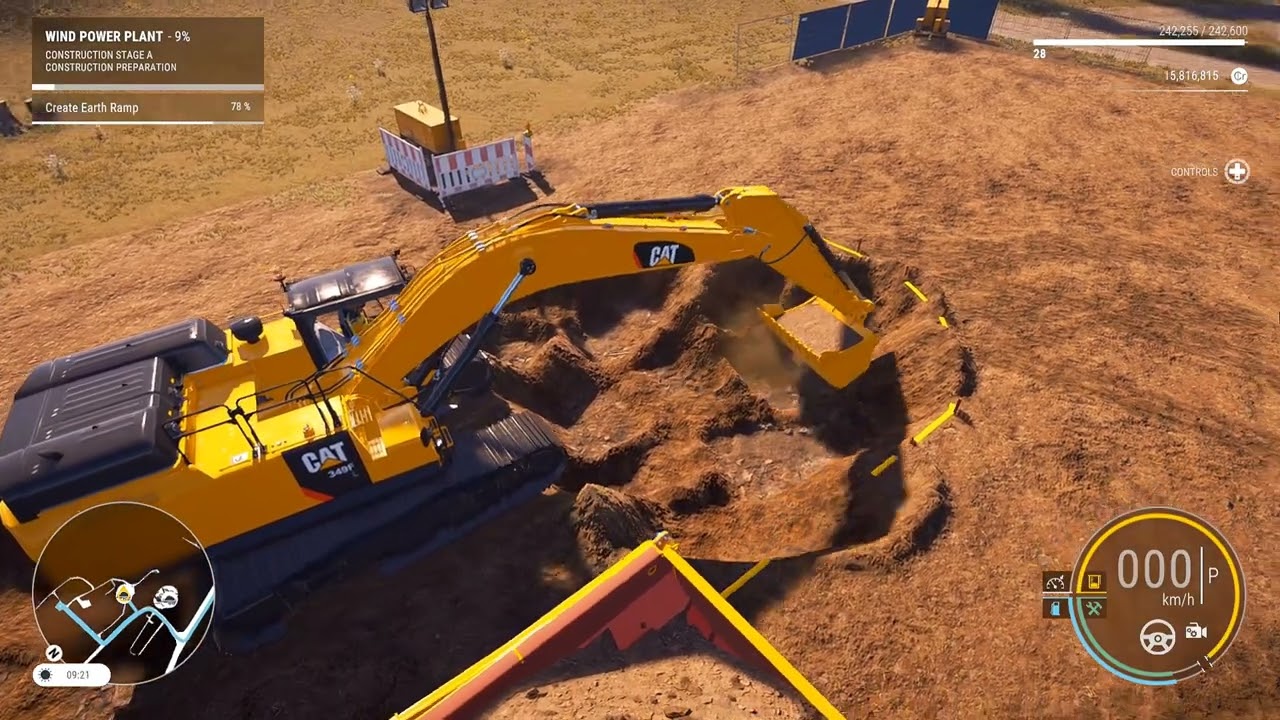 Construction simulator excavator digging work
