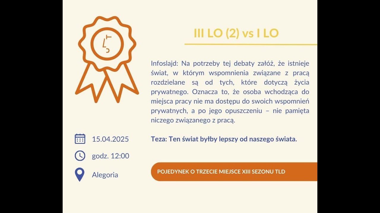 🗣🥉 POJEDYNEK O TRZECIE MIEJSCE TLD: I LO VS III LO (2)🥉🗣