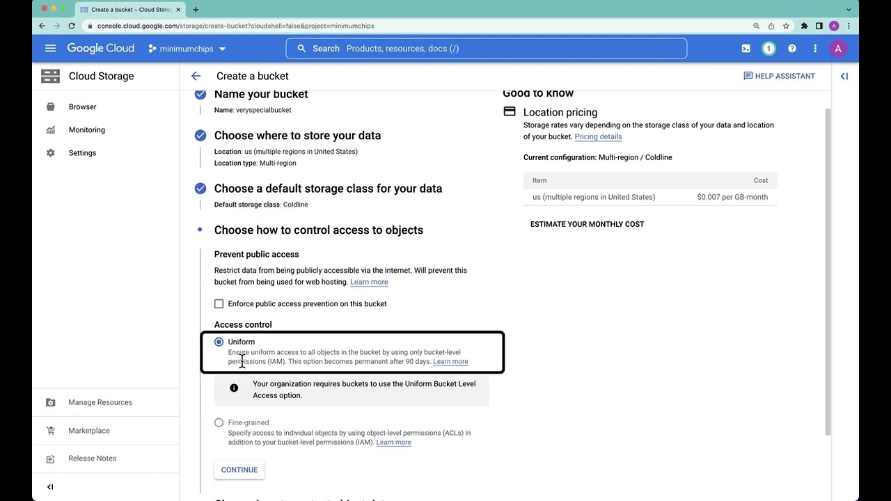 Google Cloud Backup and DR - Creating a Google Cloud Storage Bucket