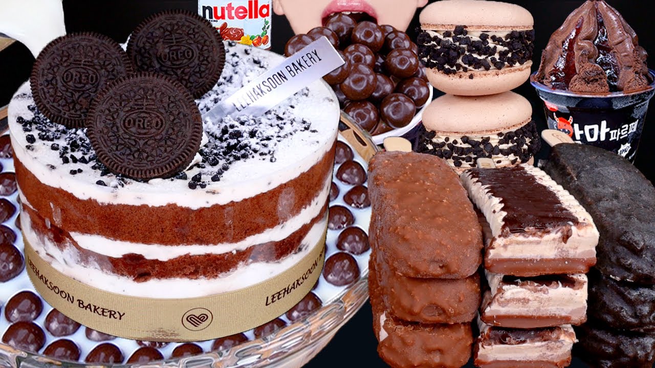 ASMR MALTESERS OREO CAKE KITKAT CHOCOLATE ICE CREAM NUTELLA DESSERT MUKBANG먹방チョコレート 咀嚼音EATING SOUNDS