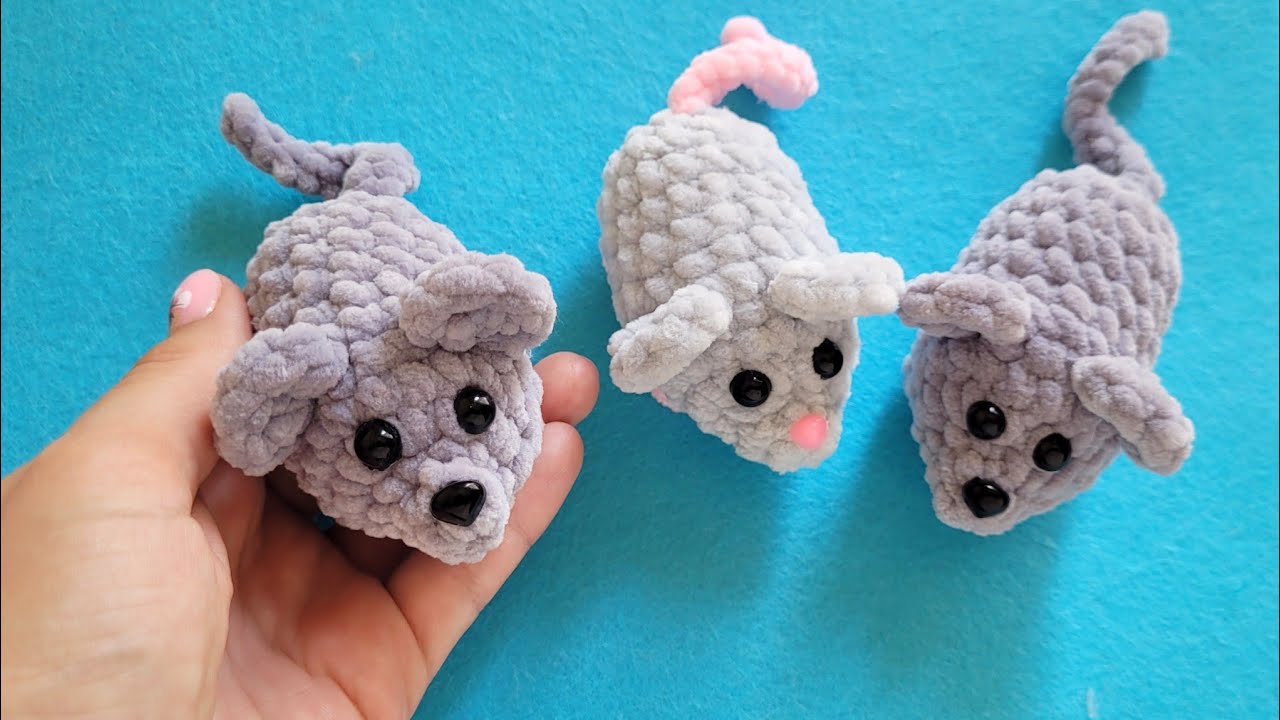 🐁Мышка без пришивных деталей вязаная крючком из плюша/crochet mouse/Häkelmaus