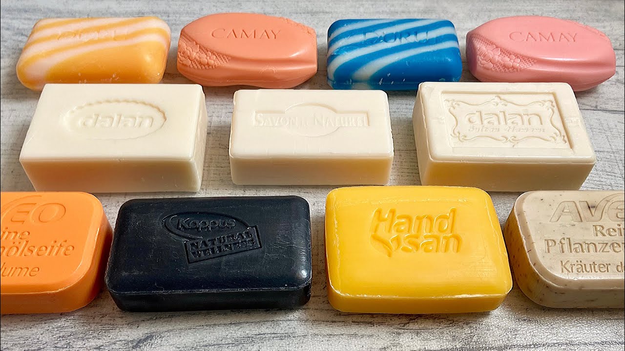ASMR soap cutting Relaxing sounds Satisfying video Soap crunch