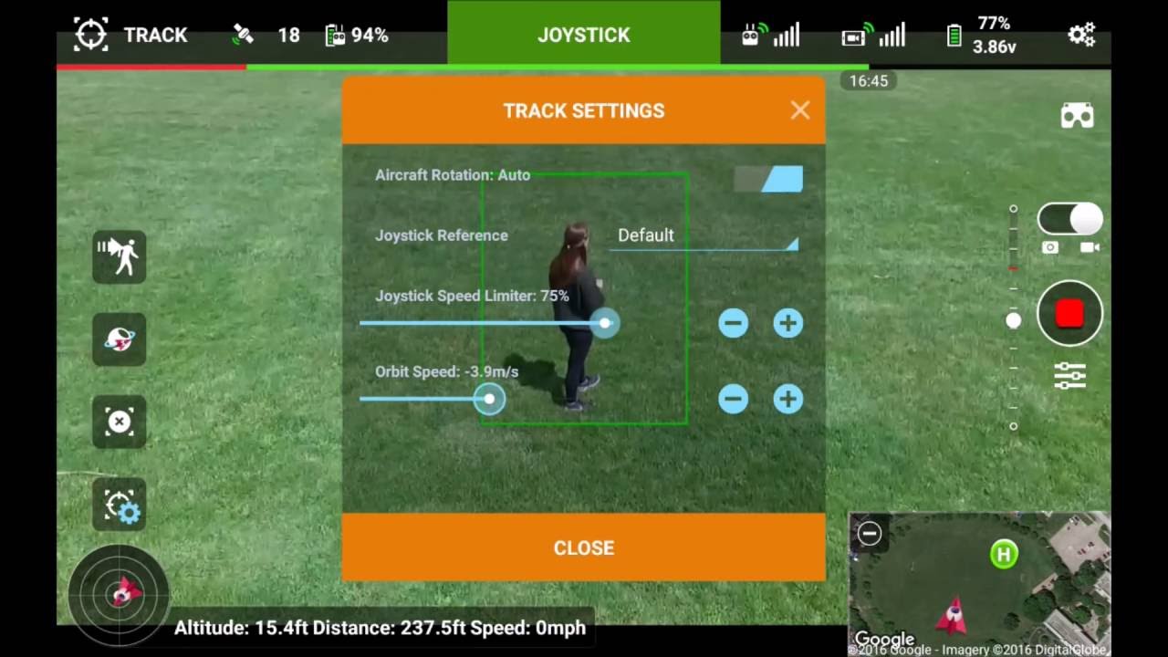 Litchi app: tracking options