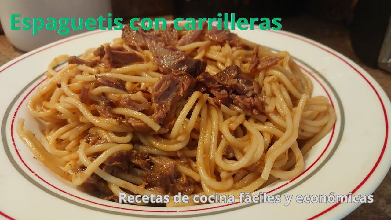 Espaguetis Con Carrilleras de Cerdo - Receta de aprovechamiento