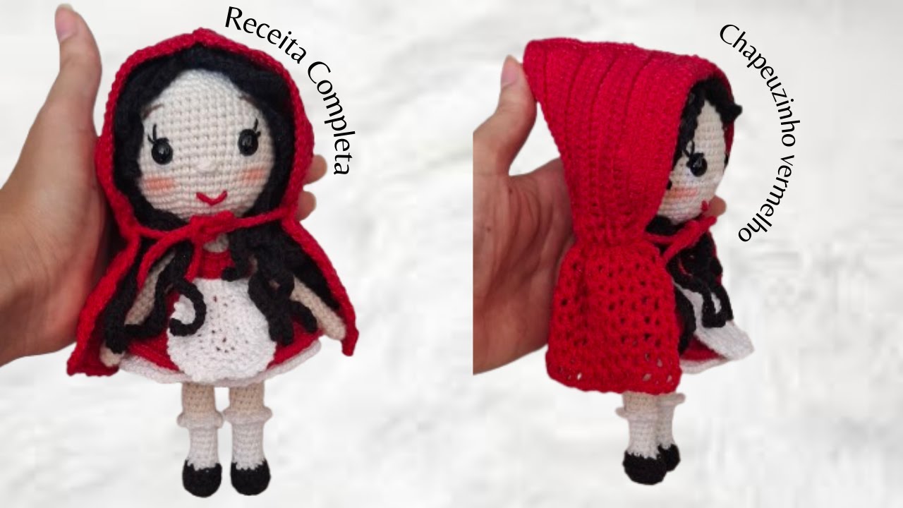 Boneca chapeuzinho vermelho de crochê - PASSO A PASSO