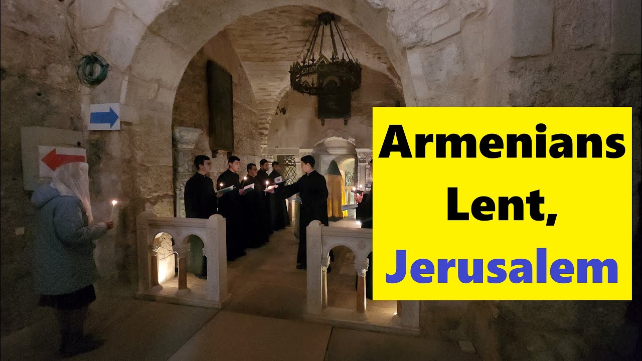 An Armenian Lenten procession from the site of the Crucifixion to the tomb of Jesus in Jerusalem