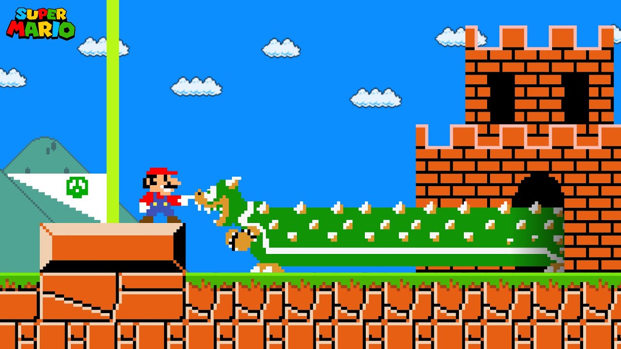 Super Mario Bros. but Everything Mario touch turns to Longer!