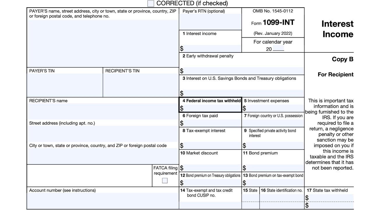 Пошаговое руководство по форме IRS 1099-INT (процентный доход)