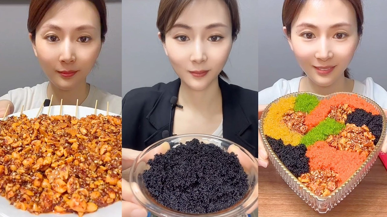 Chinese Colorful Fish Roe & Spicy Seafood ASMR | Crunchy Eating Sounds #134