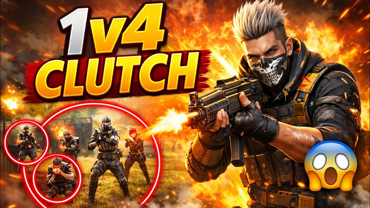 FREE FIRE 1v4 CLUTCH 😱 Last Zone Me Kya Hua?