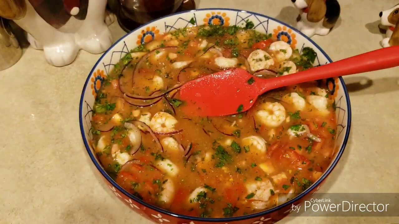CEVICHE DE CAMARON ECUATORIANO Y TOSTADO (CANCHITAS)