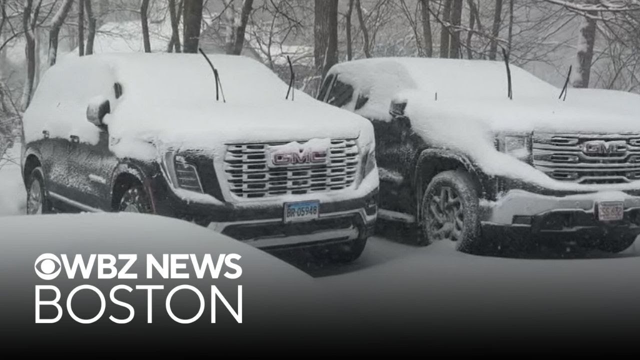Snow piling up in Andover, Massachusetts during nor'easter