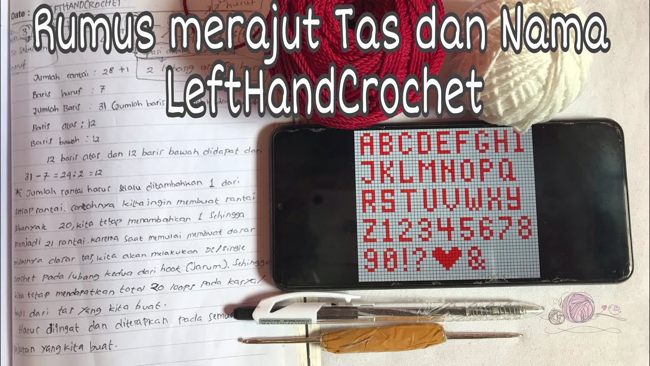 Rumus untuk Penulisan Nama dan Merajut Tas secara bersamaan menggunakan tangan kiri||LeftHandCrochet