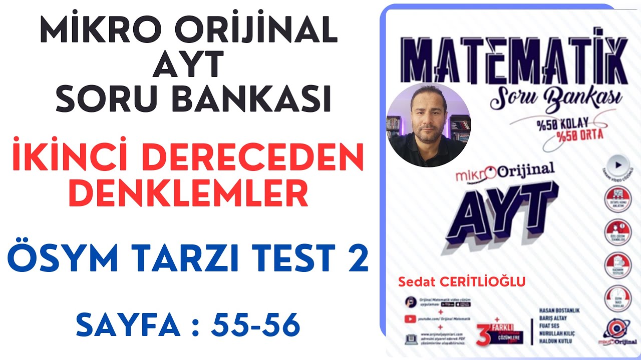 İKİNCİ DERECEDEN DENKLEMLER | MİKRO AYT SORU BANKASI SYF: 55-56| #orijinalmatematik #mikroorijinal
