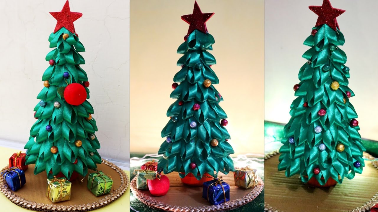 Christmas Tree Making/Christmas Tree from Ribbon/Christmas Tree Decoration /Christmas Crafts