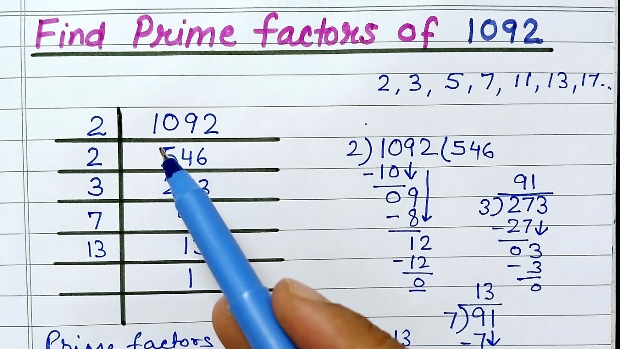 Find Prime factors of 1092 || Prime Factorisation of 1092
