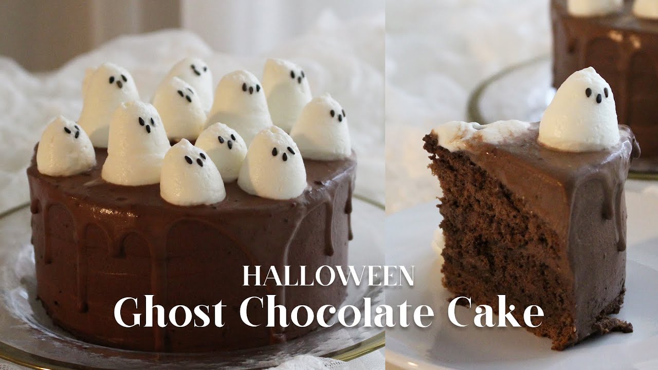 Super Cute Ghost 👻   Halloween Ghost Chocolate Cake Recipe 할로윈 초콜릿 케이크 | SweetHailey