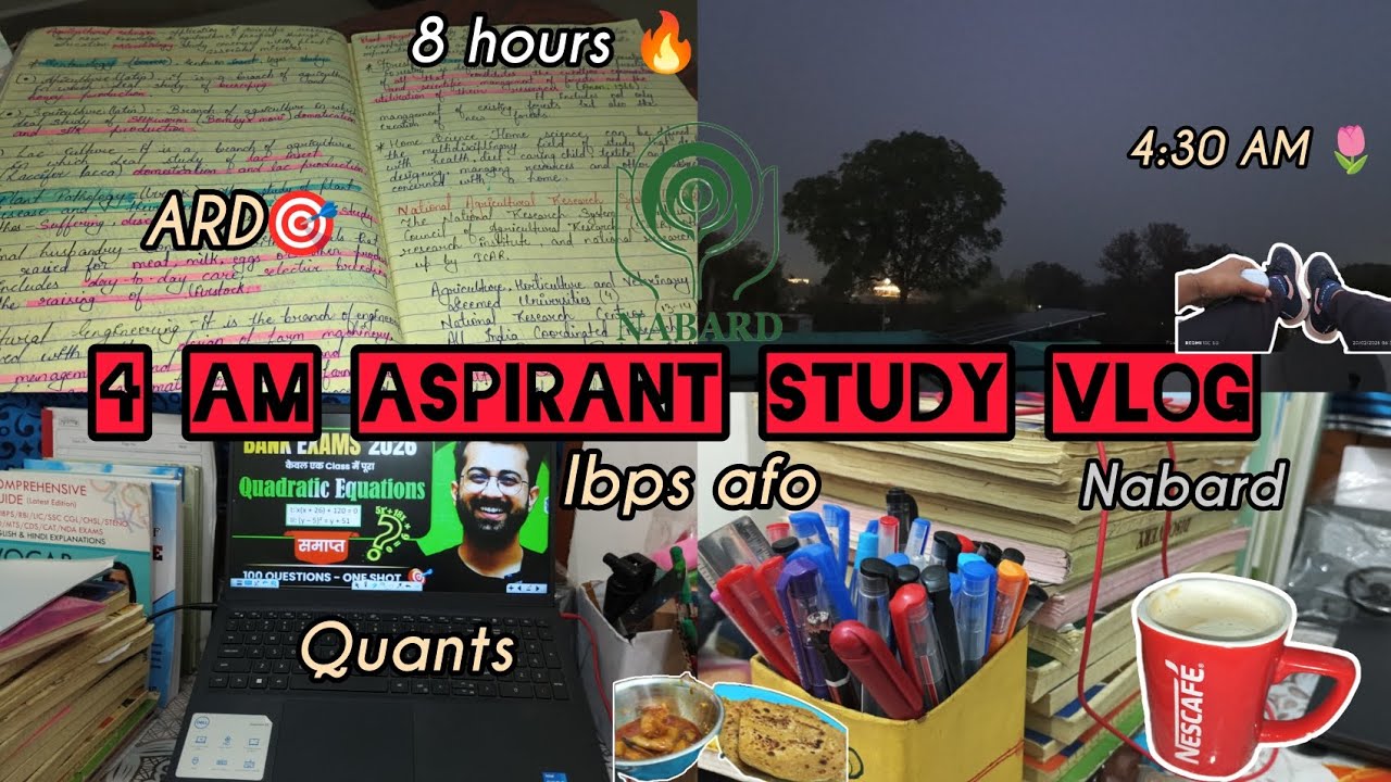 4 AM productive study vlog 🔥 📚 nabard grade a and IBPS AFO exam 🌱 #bankingaspirant #studyvlog 