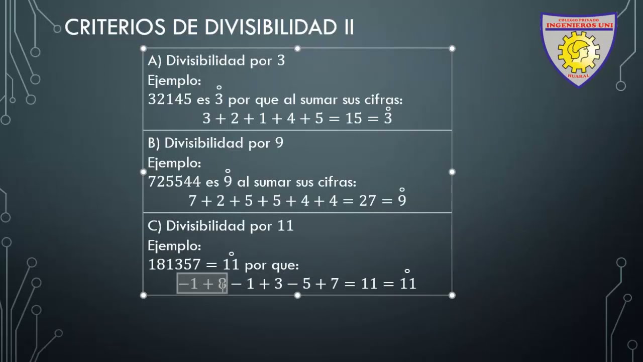 21 Clase Aritmética Criterios de Divisibilidad II - Sexto Grado de Primaria