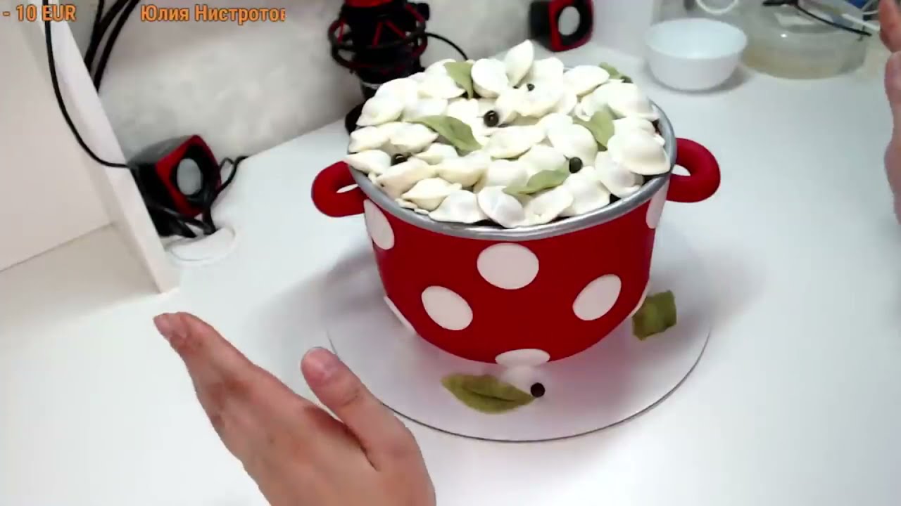 Оформление торта кастрюля с пельменями_How to make a pan cake with dumplings