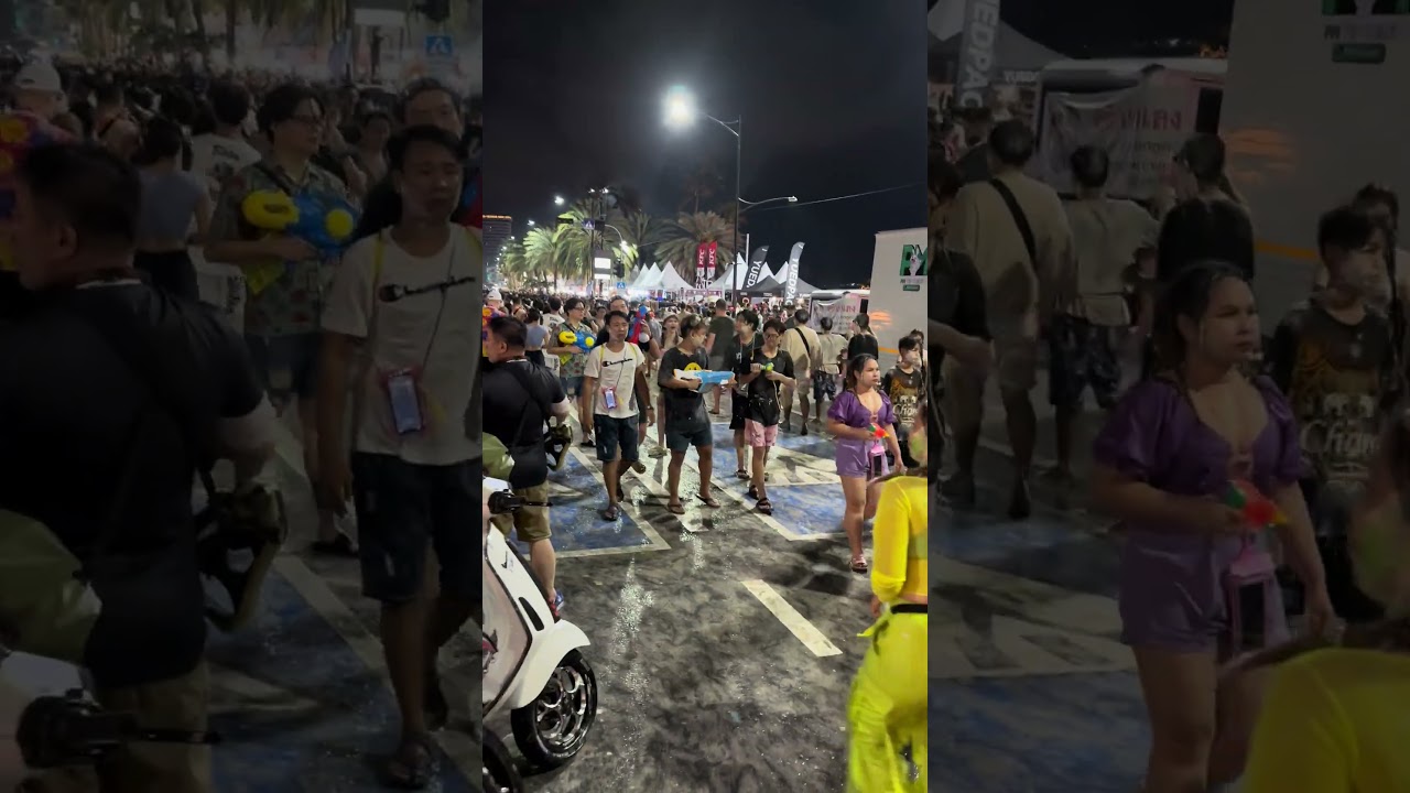 Pattaya Beach road during the Songkran Festival 2024