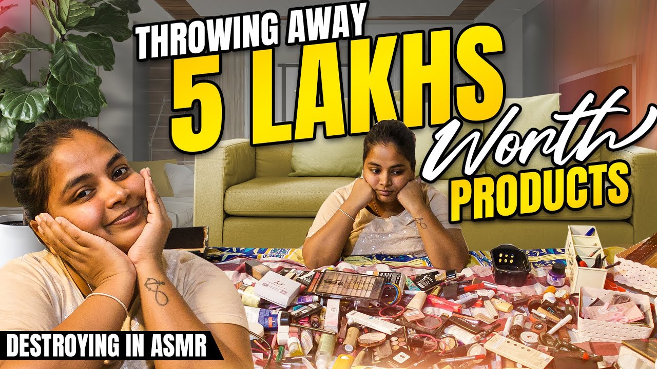 5 Lakhs Worth Product-உம் குப்பைக்கு தானா💔 | Clearing Expired Make-up Products | ASMR