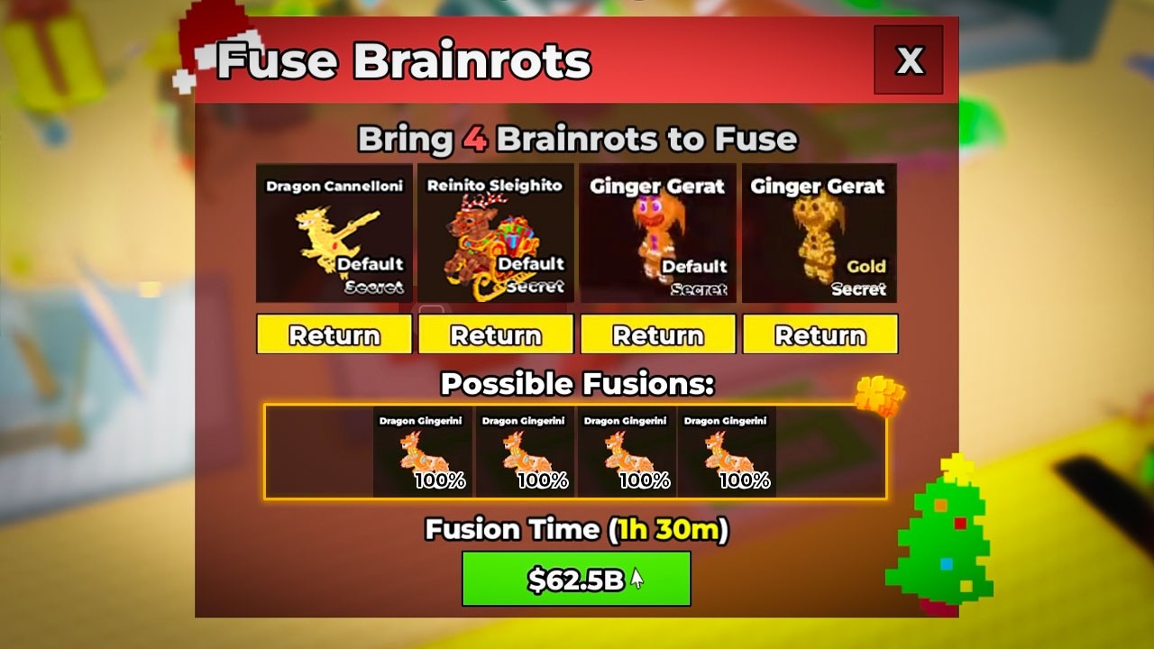 Fusing The MOST EXPENSIVE CHRISTMAS BRAINROTS For DRAGON GINGERINI