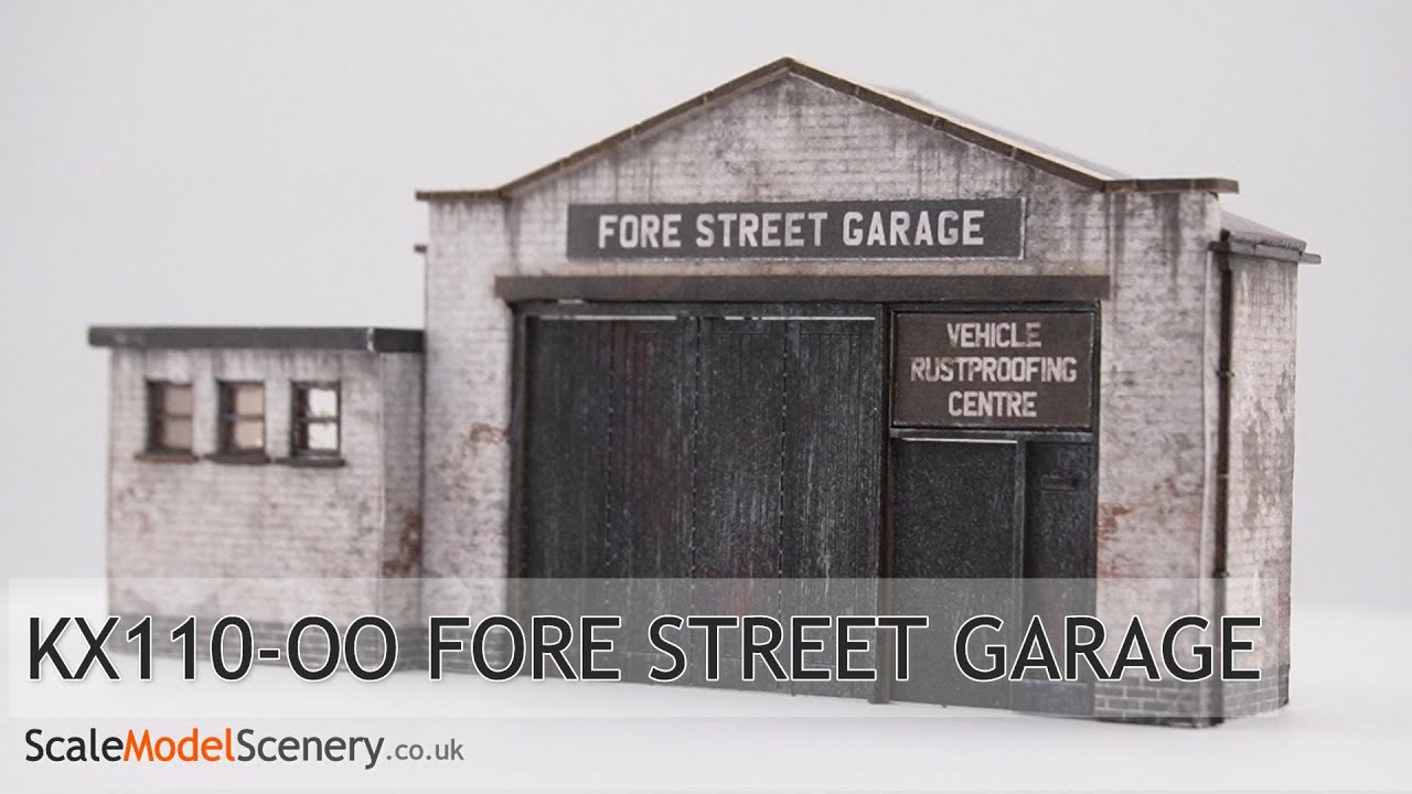 KX110-OO Fore Street Low Relief Garage Laser-Cut Kit from Scale Model Scenery