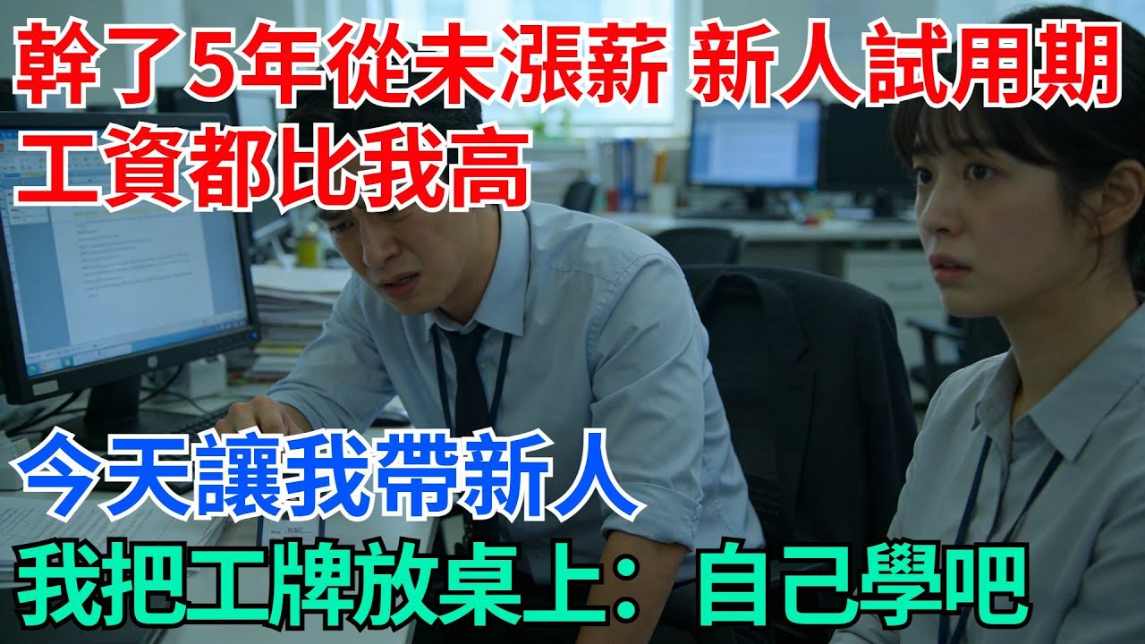 幹了5年從未漲薪，新人試用期工資都比我高，今天讓我帶新人，我把工牌放桌上：自己學吧【奇趣天下】#職場逆襲#職場智慧#爽文職場#工作日常#完結爽文