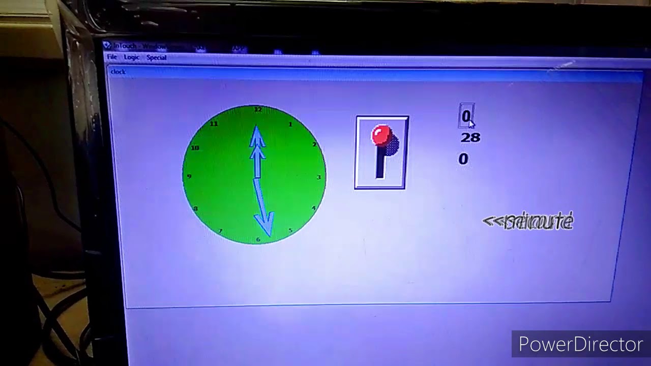 clock using window script/wonder wear intouch  software /scada