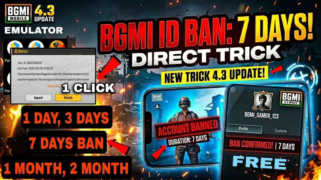 How to ban Bgmi id for 7 days Direct || bgmi 7 day ban trick || how to get 7 days ban in bgmi 4.4😍