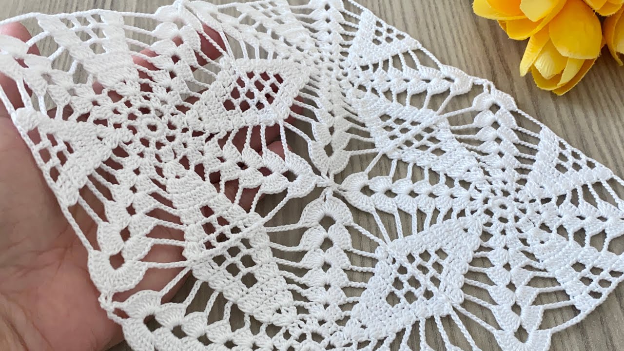 Incredibly Beautiful Crochet Pattern❗️How to Make a Square Motif Runner, Blouse @CrochetwithNese