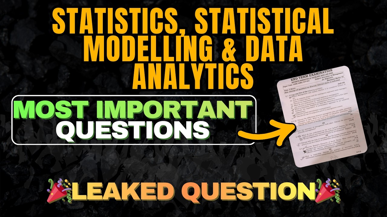 Statistics, Statistical Modelling & Data Analytics  | Important Topics & Most Repeated Questions 💯📈